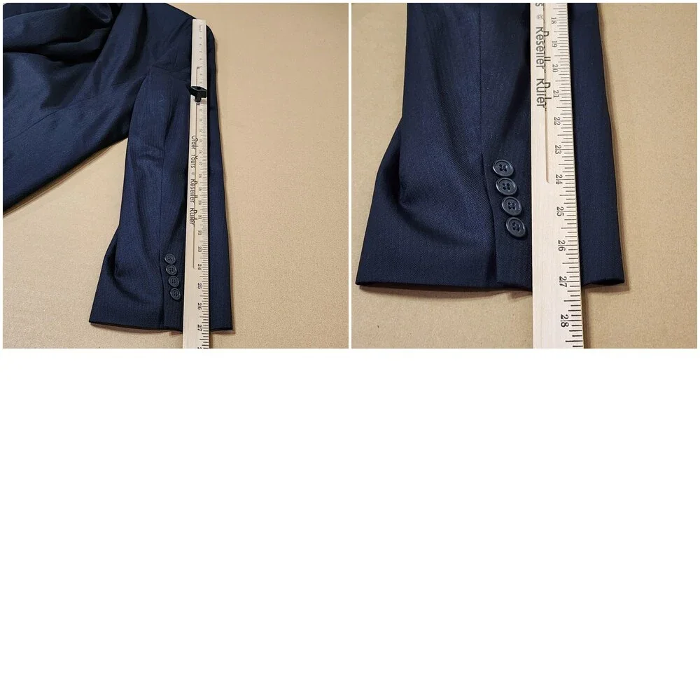 Stafford Suit Jacket Mens 50L Navy Herringbone Wool SuperSuit Two Button Blazer